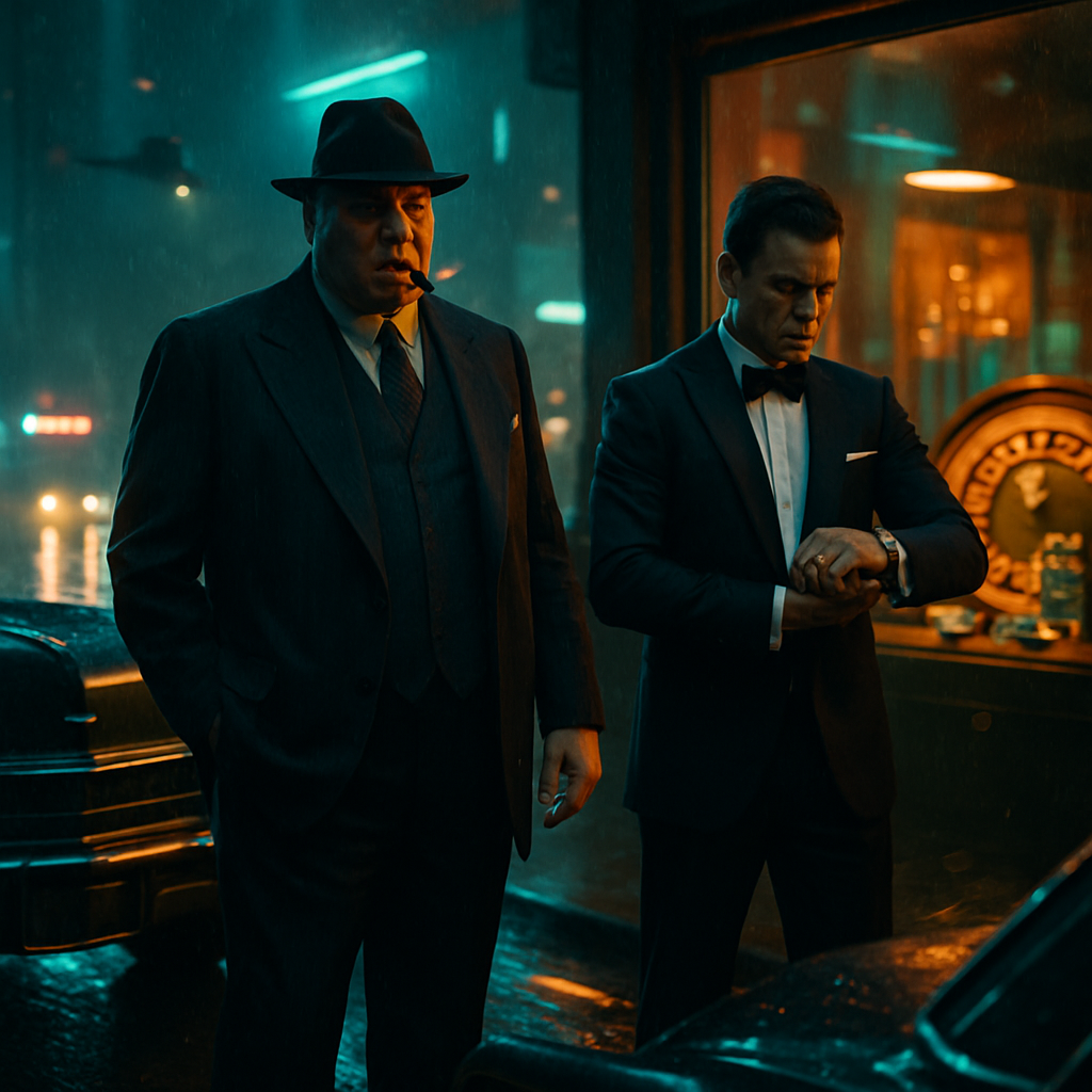 Collage of iconic movie imagery including mafia and action films