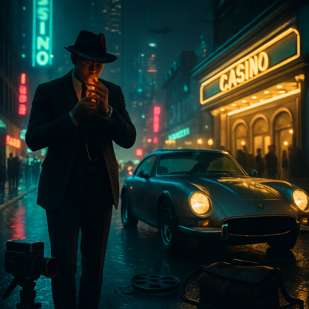 Still from classic mafia cinema evoking The Godfather and Scarface